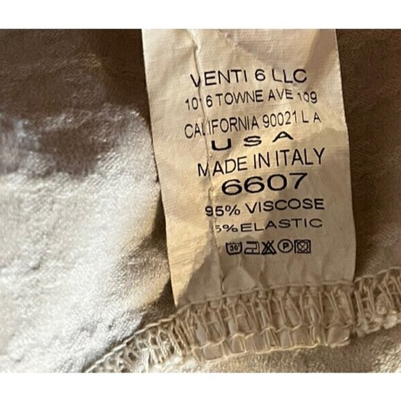 Venti6 Ivory Silver Metallic Sides Drawstring Stretch Pants - Made in Italy - Picture 7 of 7